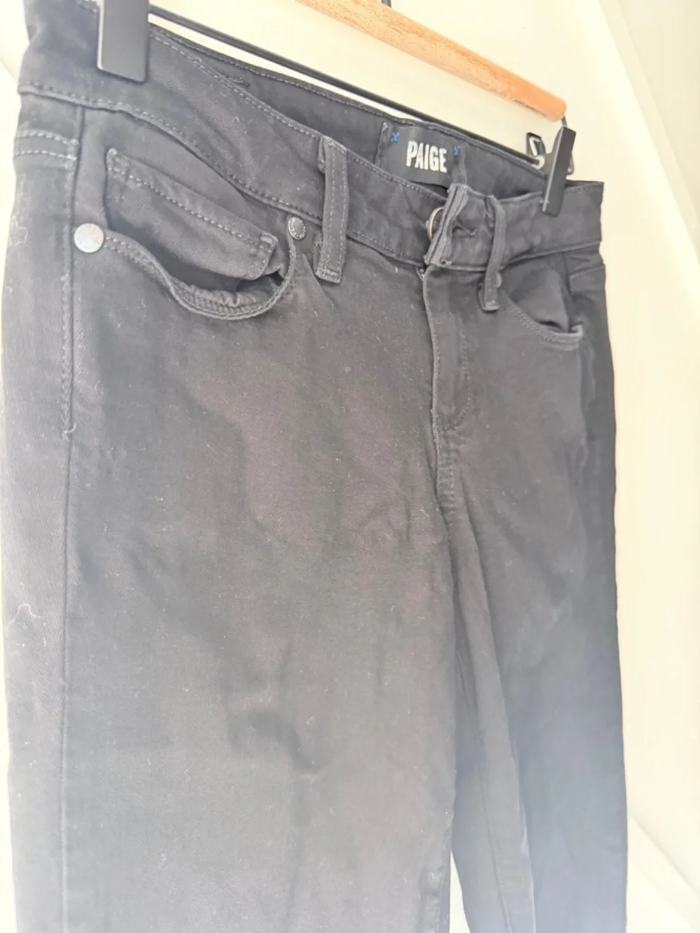 PAIGE Verdugo Crop Black Skinny Jeans Size 26| 90s Minimal Mid Rise Ankle Zip - Picture 7 of 16